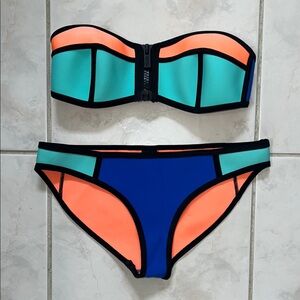 Triangl Swimwear Blue and Green Bikini Set